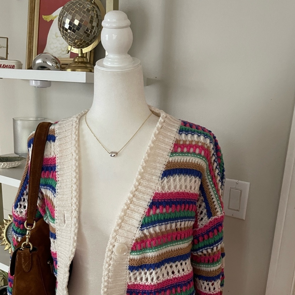 Multicolor Striped Women's Sweater Size L - Picture 2 of 6